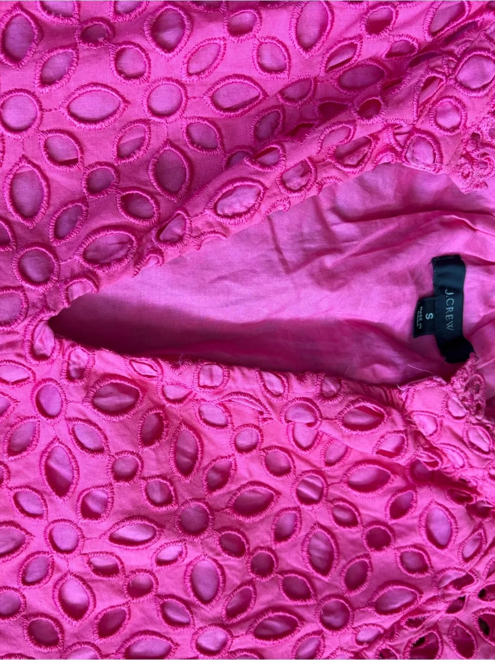 J. Crew Bright Hot Pink Eyelet Tiered Dress for Girls